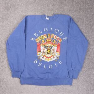 Vintage Grandi Belgique Belgie Pullover Sweatshirt Long Sleeve Blue Size Medium